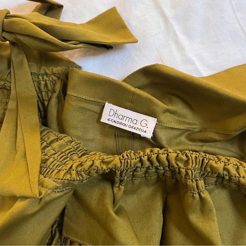 Italian Olive Green long shirt / mini dress - Picture 3 of 3